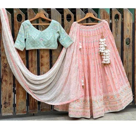 BRIDAL WEAR HEAVY EMBROIDERED MT 1008 GEORGEET Lehenga choli manufacturers in Pune